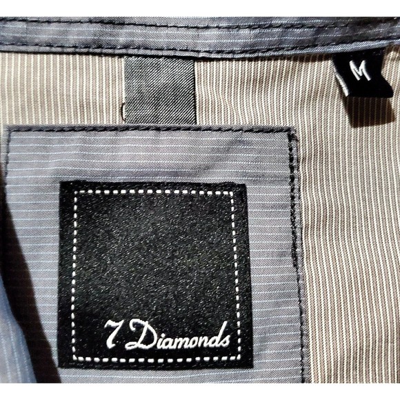 7 Diamonds Pinstripe Shirt Mens Medium Brown Long Sleeve Western Dress Military - Picture 6 of 9